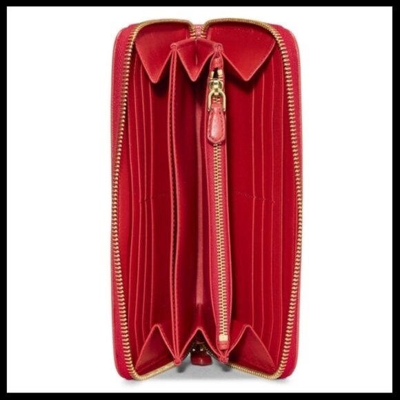 PRADA Red  Leather Zip Around Wallet - Picture 3 of 16